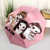 1pc Idol Umbrella Portable Folding Umbrella Iron Frame Hole Bone Structure Outdoor Home Umbrella