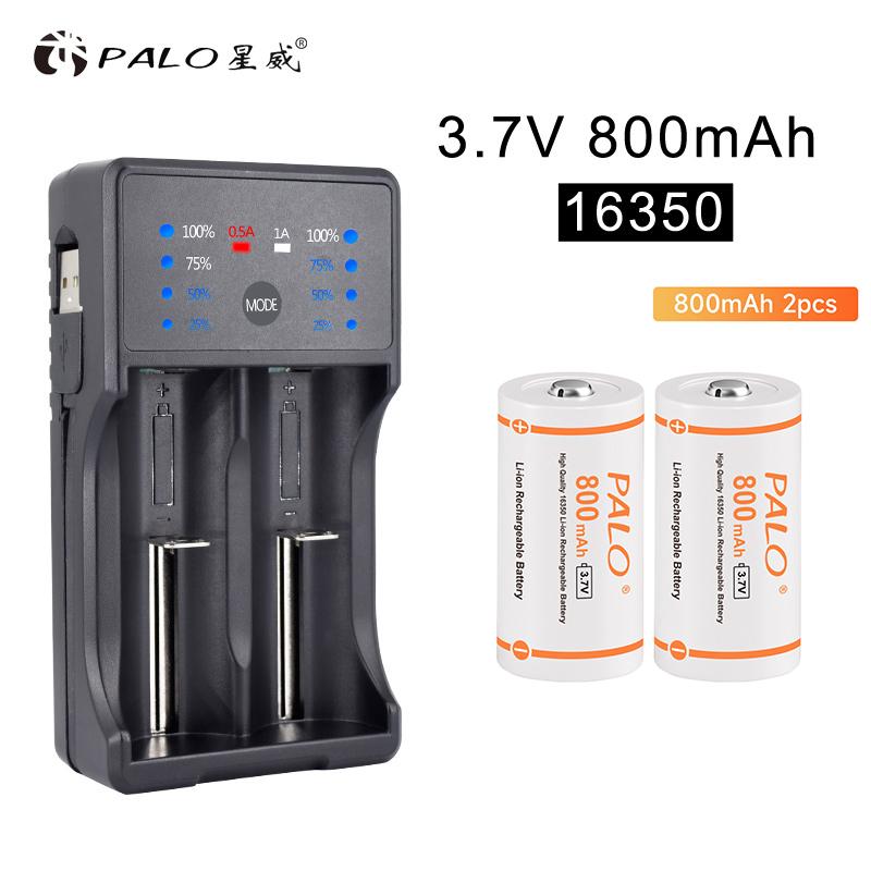 

PALO 3,7 В, 800 мАч, литий-ионный аккумулятор 16340 16350, литиевая аккумуляторная батарея CR123A CR123 для лазерной ручки, светодиодный фонарик
