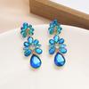Women's Retro Colorful Flower Earrings - High-End, Light Luxury Studs with Exaggerated Long Design
