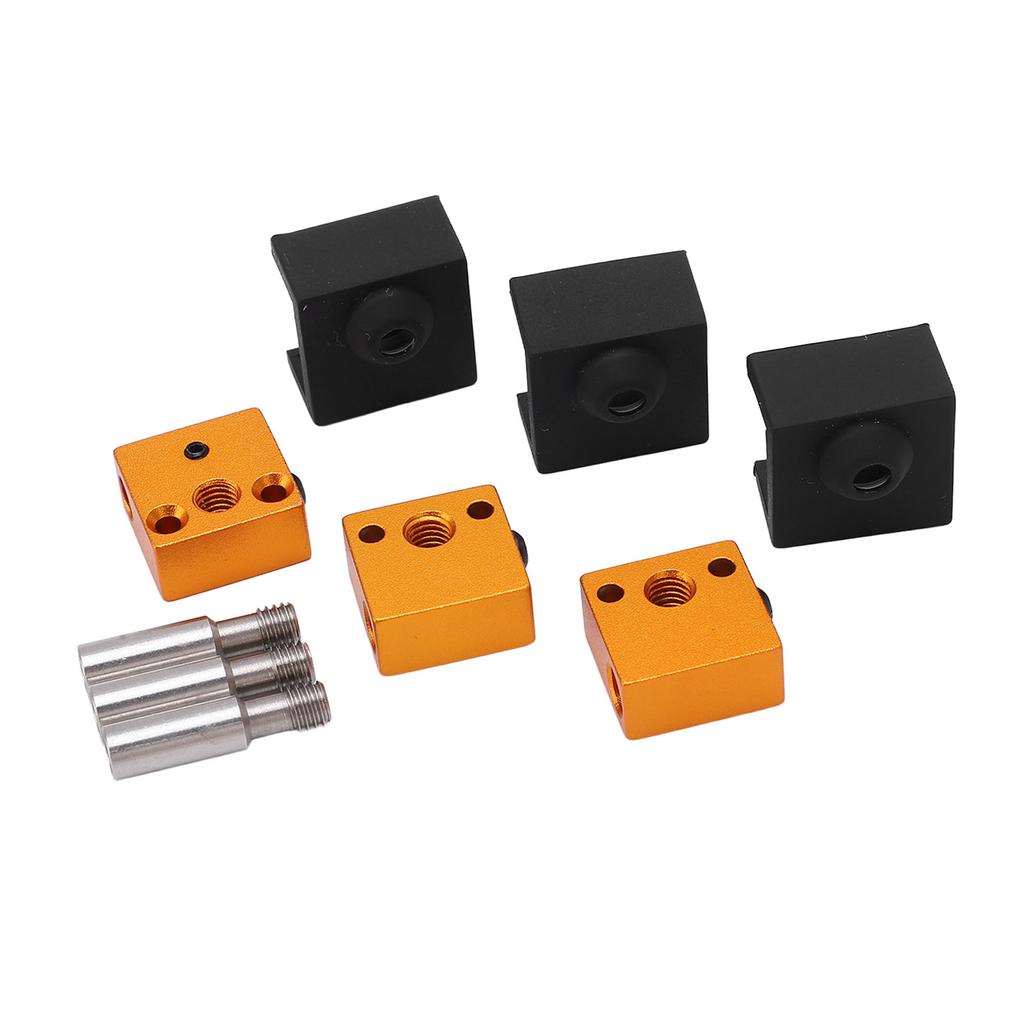 3 Sets 3D Printer Part Silicone Sock Aluminum Heater Block Stainless Steel Throat for MK7 MK8