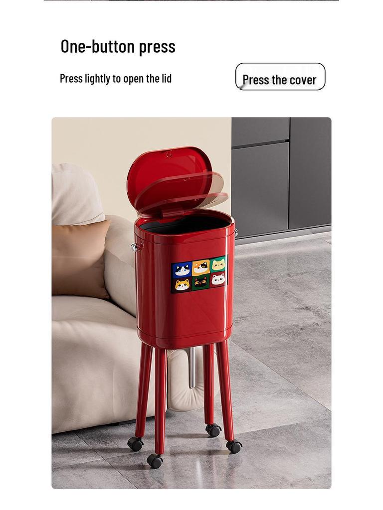 Premium Large-Capacity Trash Can with Lid – Ideal for Living Room, Bedroom, and Kitchen; Elevated Design for Easy Use.