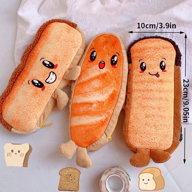 1PC Toasted Bread Pencil Case, Student Cute Pencil Box, Children's Stationery Storage Bag, School Supplies