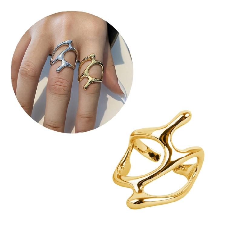 Gold Silver Color Trend Vintage Elegant Ring For Women Party Jewelry
