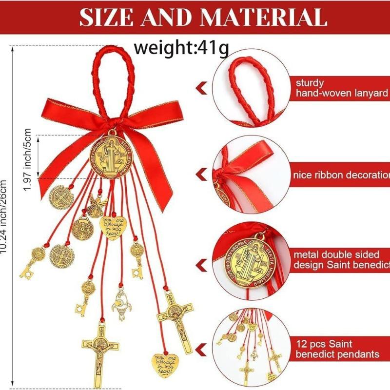 1Pcs/2Pcs Vintage Saint Benedict Medal Pendant Prayer Alloy Hanging Ornaments Blessing San Benito Medalla Cross