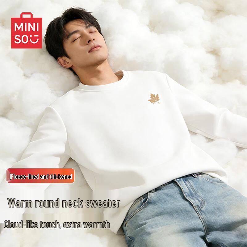 MINISO Men s Fleece-Lined Thermal Long Sleeve T-Shirt XL