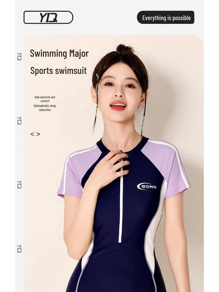 2025 Women's High-End One-Piece Swimsuit: Stylish, Plus Size, and Conservative for Hot Springs and Racing Pools