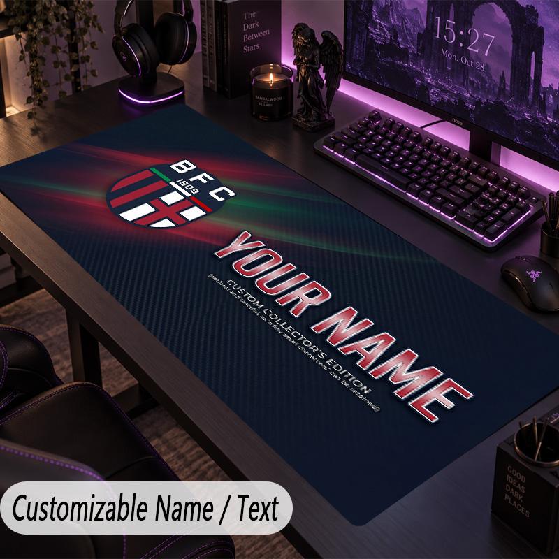 Custom Text Big Mousepad, Extended Desk Pad For Laptop Work GameBologna FC