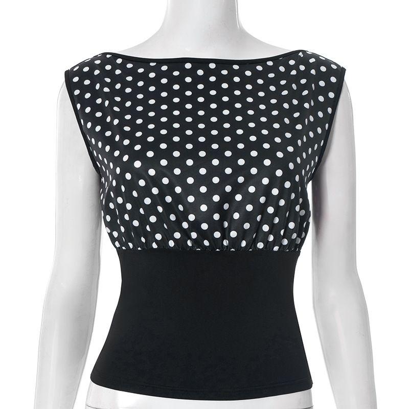 Fashion Style New Fashion Sexy Sexy Silm Slim Looking Polka Dot Sleeveless Vest Tops Sexy Tank Top