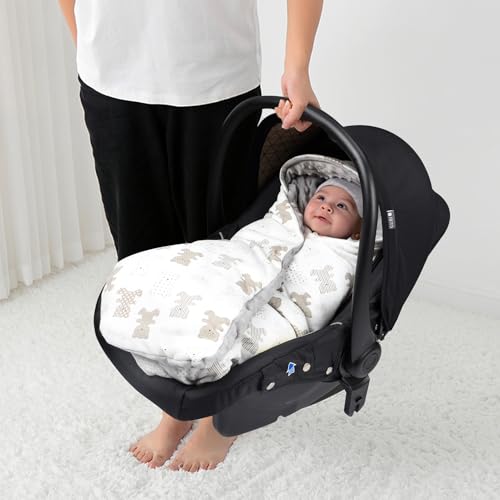Bebamour Swaddle for Newborns, Baby Outing Supplies, Multi-Purpose Blanket, Lap Blanket, Windbreaker, Cold Protection (Bear)