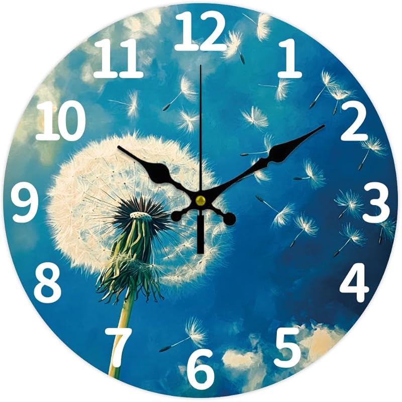 CHGCRAFT 12inch Coffee Wall Clock Coffee Cup Flower Background Round Wall Clock Silent Non Ticking Clock for Office Home Living Room Bedroom Bathroom