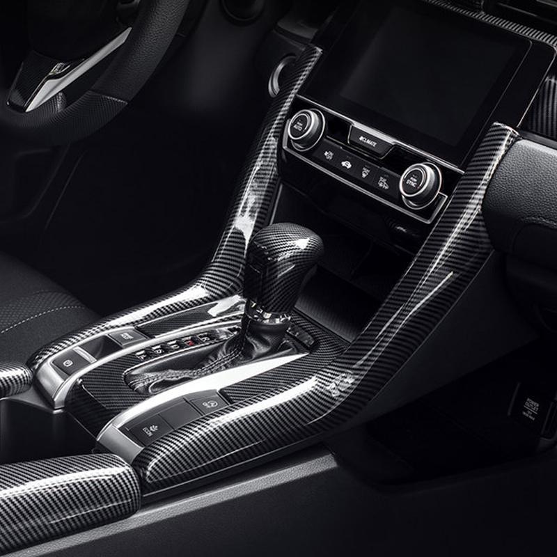 Carbon Fiber Interior Control Gearshift Panel Decoration Stickers Modification Supplies For Honda Civic 10th 2017 2018