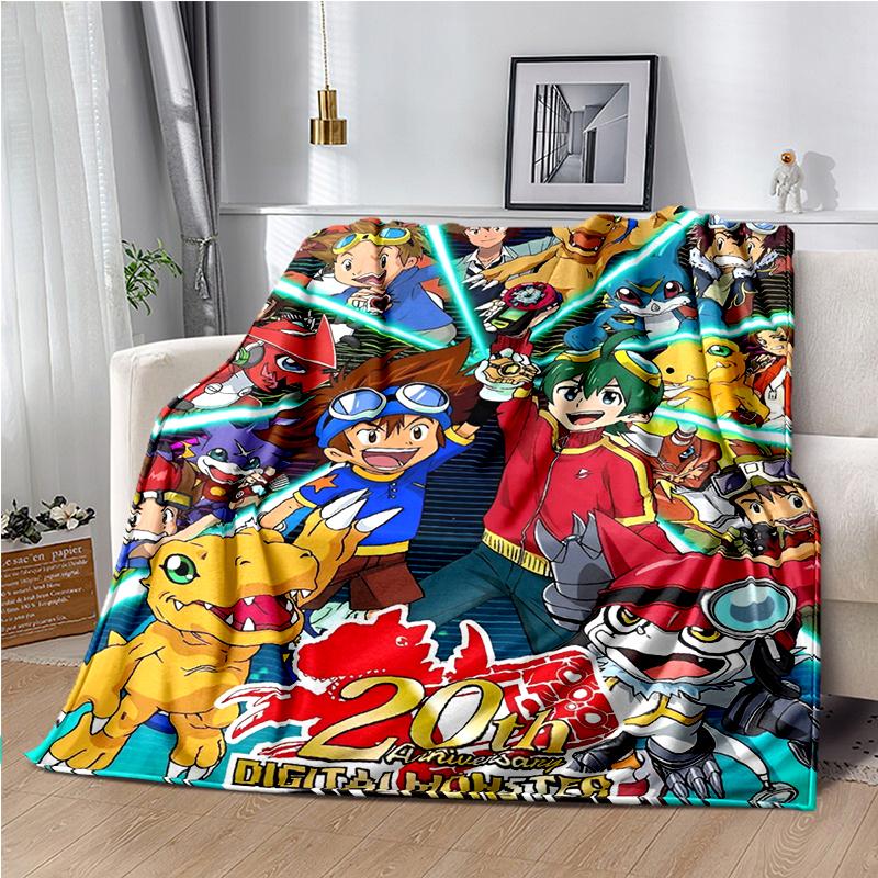 Di-gimon Cartoon Anime Throws Blanket Kids Super Soft Cute Blankt for Travel Couch Picnic Sofa Bed Flannel Blanket Birthday Gift