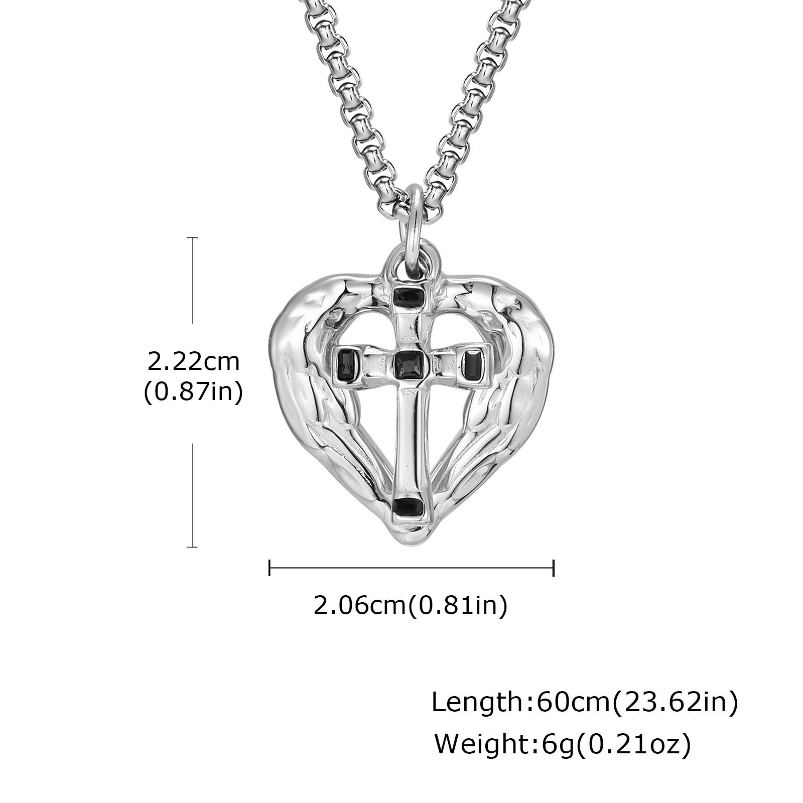 

Vintage Chic Stainless Steel Textured Rectangle Heart Shaped Pendant Cross Necklace for Men Punk Fashion Jewelry Gift