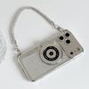 Diamond Camera Pattern Short Hand Rope Phone Case For iPhone 17 16 15 14 13 12 11 Pro Max Soft Shockproof Silicone Cover Girls