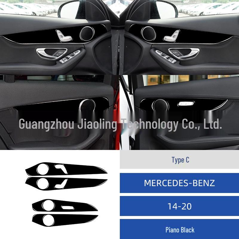 Piano Black Door Trim Sticker for 2014-2020 Mercedes C-Class W205 Interior