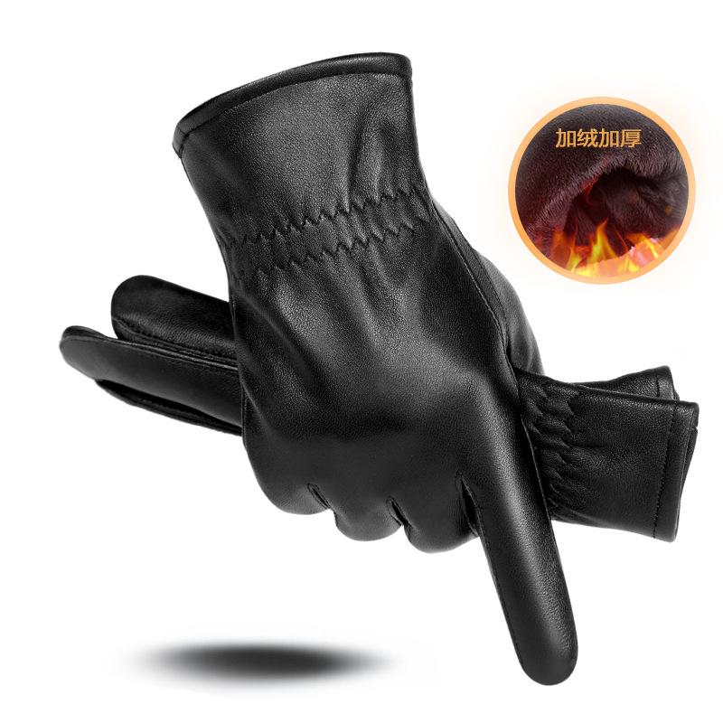 

Кожаные перчатки с сенсорным экраном овчина мужские и женские осень и зима бархатные теплые сенсорный экран для вождения мотоцикла спорта локомотива Genuine Leather (Sheepskin)