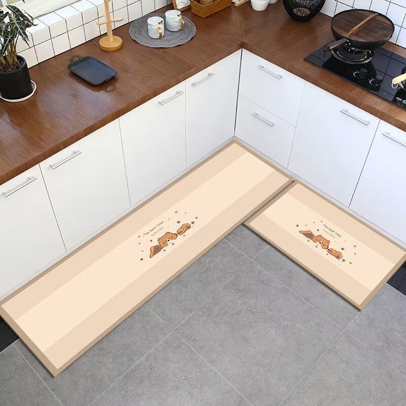 

Simple Puppy Kitchen Rug Set, Kitchen And Bathroom Absorbent Floor Mat Set, Foot Mat, Door Rug Crystal Velvet Home Decor 50X80CM (1.6X2.6FT