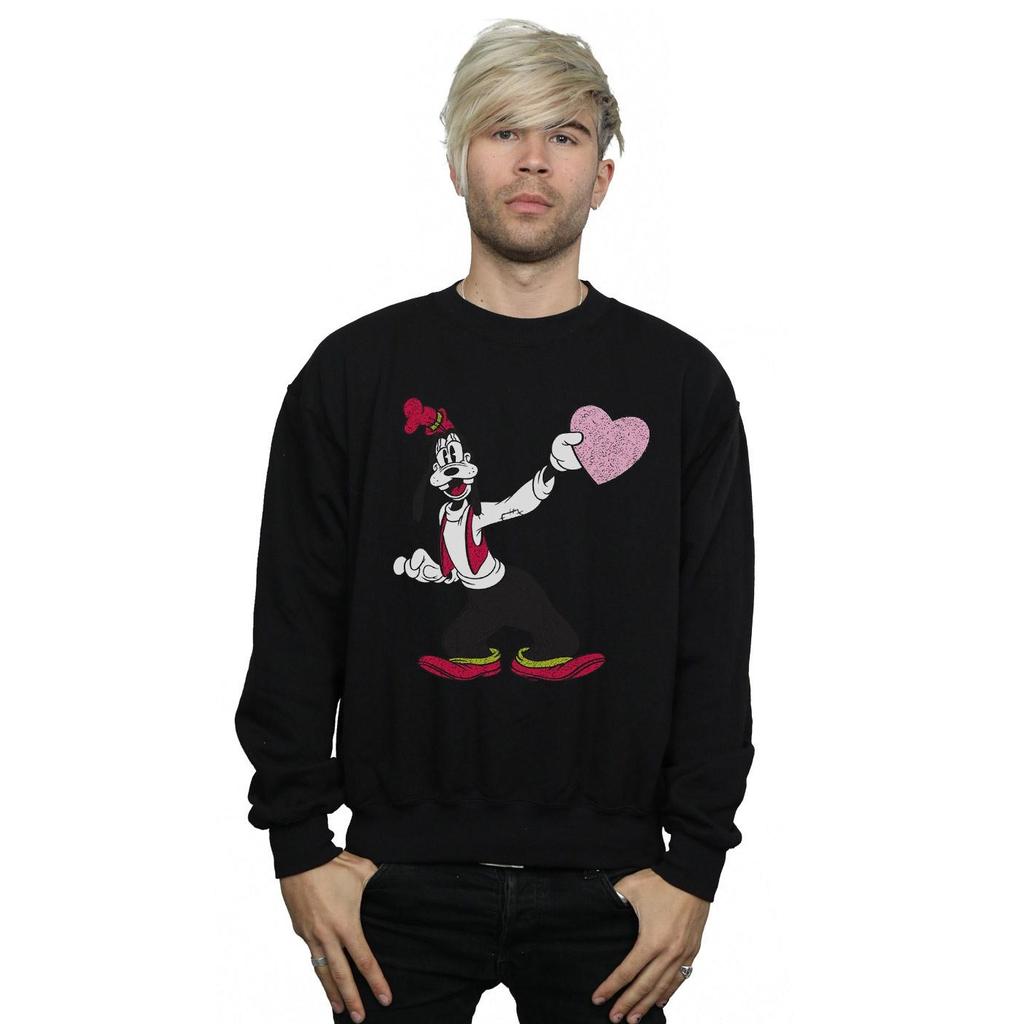 Disney Mens Goofy Love Heart Sweatshirt