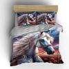 3Pcs White Horse With Rose Field Duvet Cover Set With 3D Printing Design Soft Polyester Bedding Set All-Season Comfort