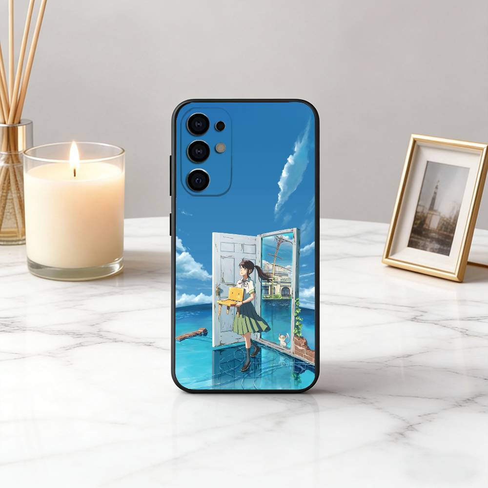 Cute S-Suzume Anime Phone Case For Samsung S25,S24,S21,S22,S23,S30,Ultra,S20,Plus,Fe,Soft Silicone Black Cover
