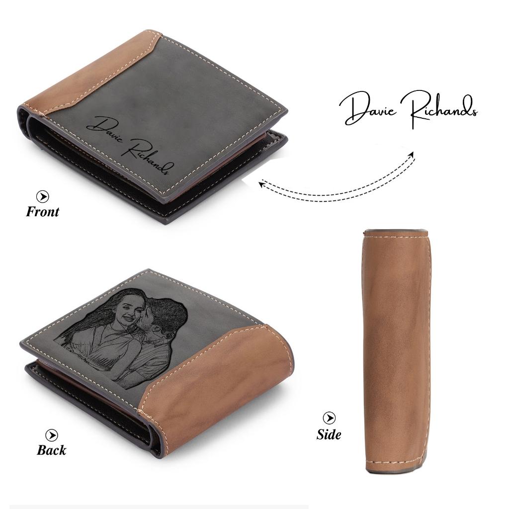 Picture Card Holder Wallet Bifold Wallet for Men Gift for Husband Father's Day Anniversary Birthday Gifts