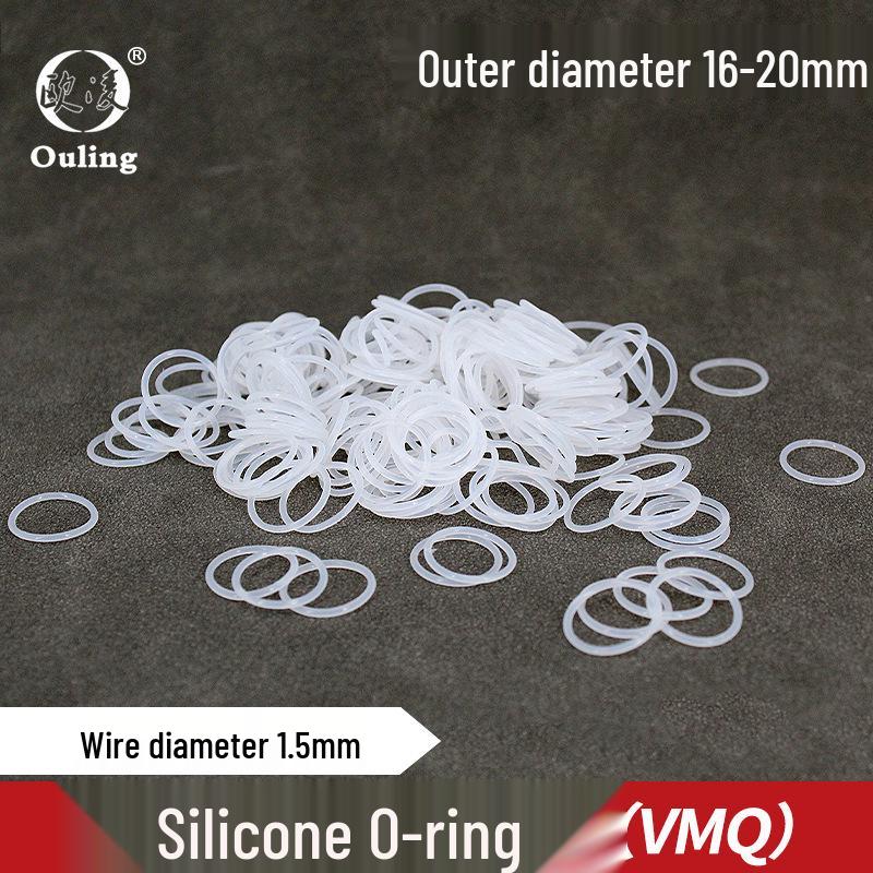 White Silicone O-Ring Seal, 16-20mm OD x 1.5mm, Eco-Friendly Waterproof Rubber. 16mm OD * 1.5mm (10 pcs) White Silicone O-ring