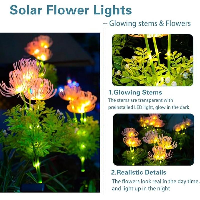 Solar Flowers Garden Lights Outdoor Waterproof Romantic Warm Light Outdoor Lights Decorative for Garden Yard Backyard Decor