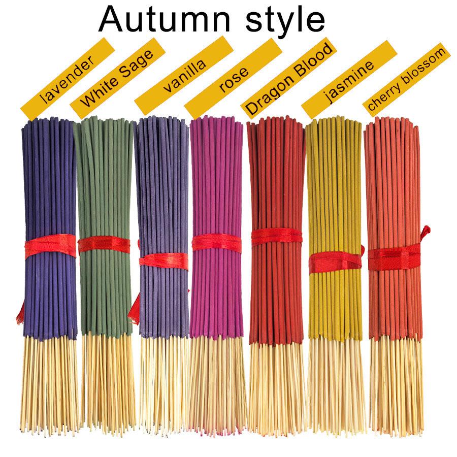 7 Kinds Natural Fragrance Incense Sticks Bulk,  Lavender Rose Sandalwood Jasmine Dragon Blood for Relax, Sleep, Yoga, Home Air Freshening Autumn Style