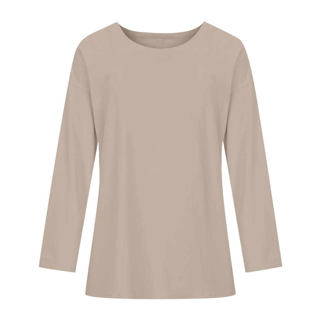 Tricou cu mânecă lungă, cu mânecă lungă, larg și confortabil, cu gât rotund pentru femei, ocazional