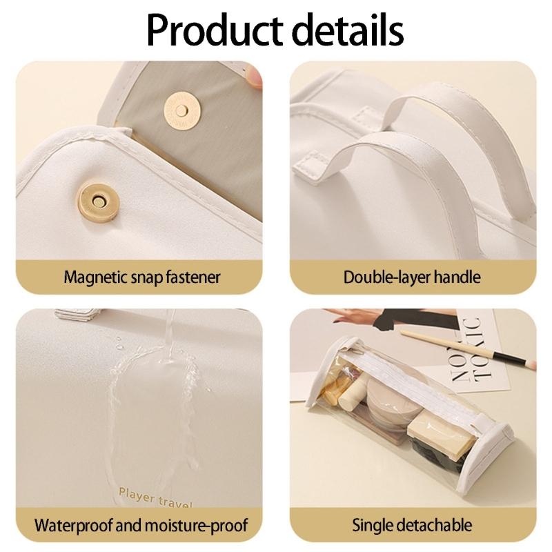 Large Capacity Portable Storage Pouches For Cosmetics Toiletries With Removable Dividers And PVC Materials
