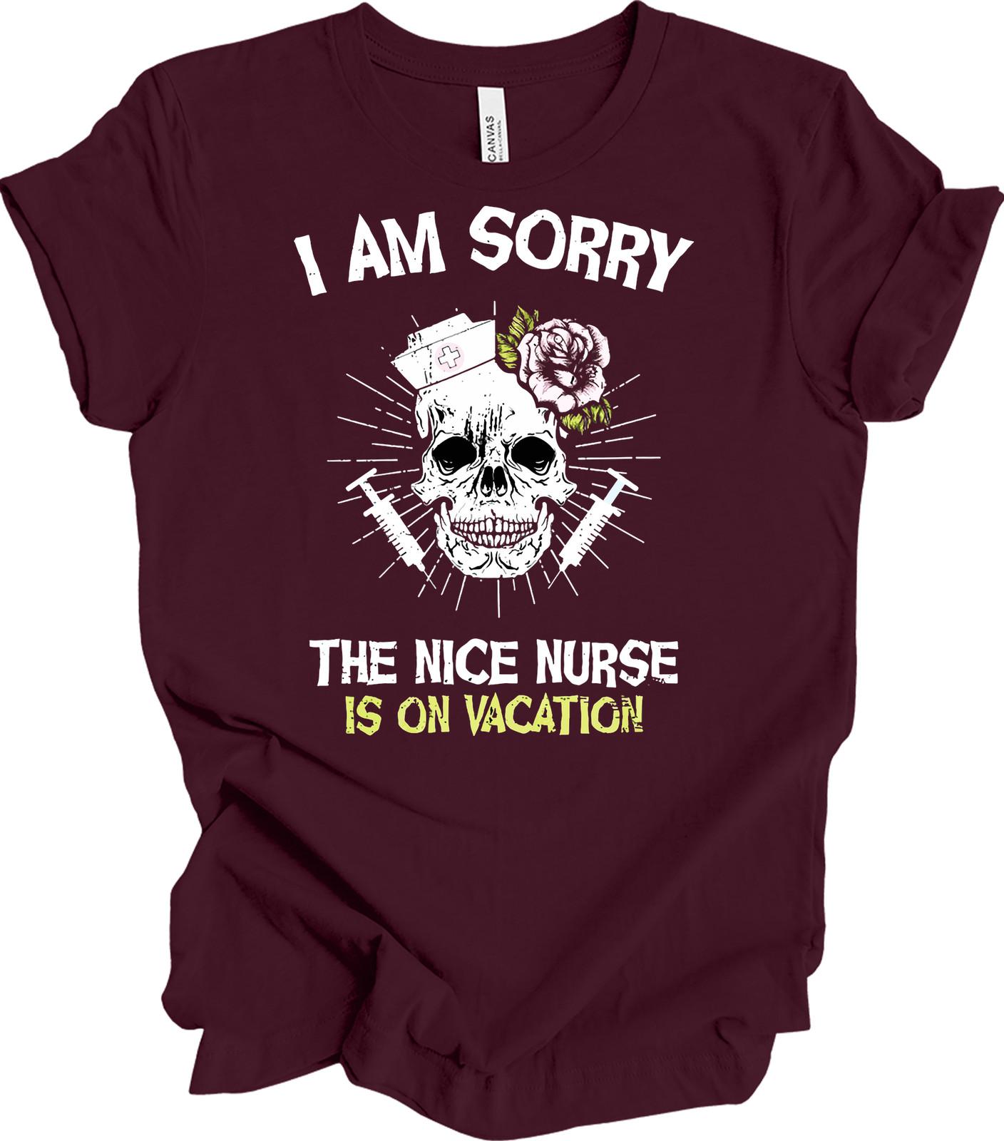 Funny Nice Nurse on Vacation Skull T-Shirt S разноцветный