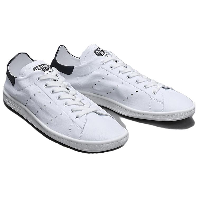 adidas Originals x Balenciaga STAN SMITH Resistente a Derrapagens Resistente à Abrasão Cano Baixo Tênis de Skate Feminino Branco Preto IF0374