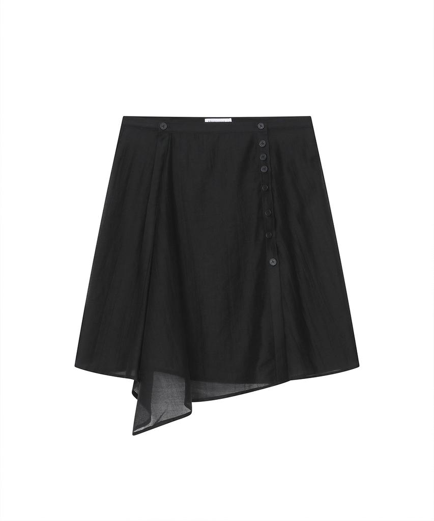 Miseki Seoul Button Layered Wrap Skirt Black
