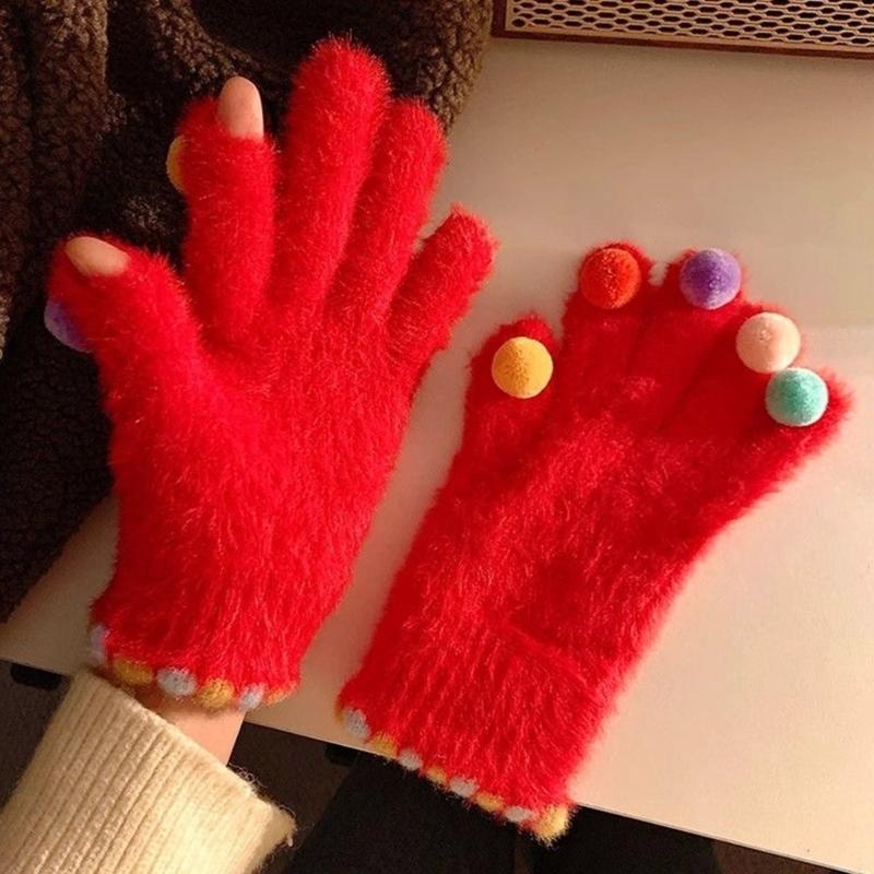 Winter Warm Touchscreens Gloves Faux Furs Texting Gloves Fuzzy Soft Winter Gloves for Outdoor Skiing Cycling Hiking