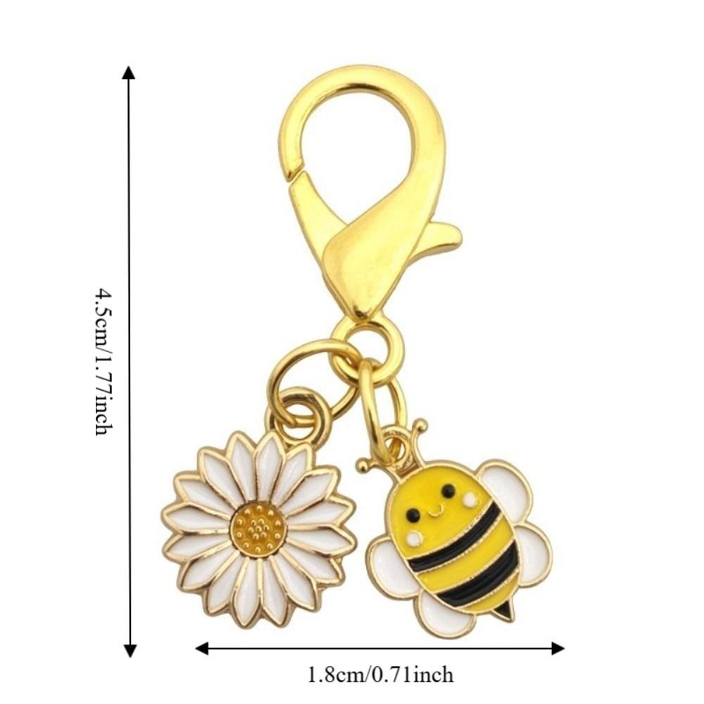 Ornaments Bee Flower Pendant Oil Dripping Bag Hanging Key Ring Bee Keychain Bag Key Decor