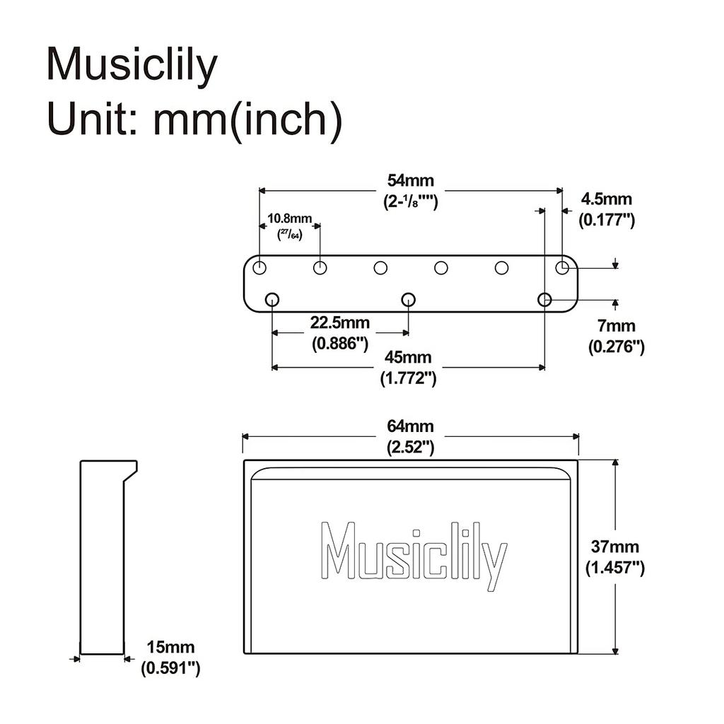 Musiclily Ultra Brass Tremolo Block for GOTOH 510, 10.8 mm String Spacing, 37 mm Deep