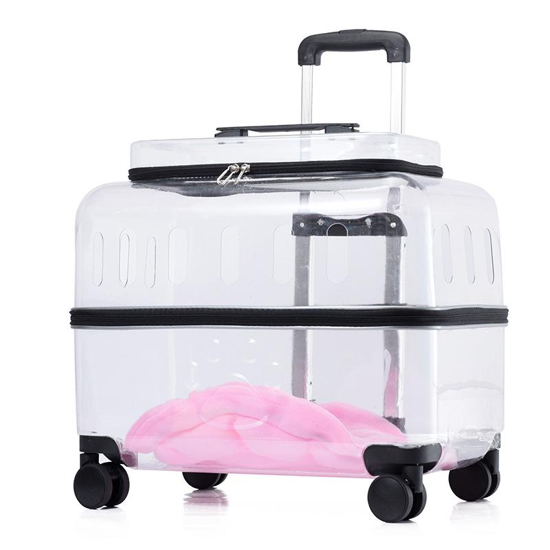 

Cat Bag Breathable Outside Travel Pull Rod Pet Bags Portable Transparent Cats Handbag Silent Smooth Pet Supplies Products