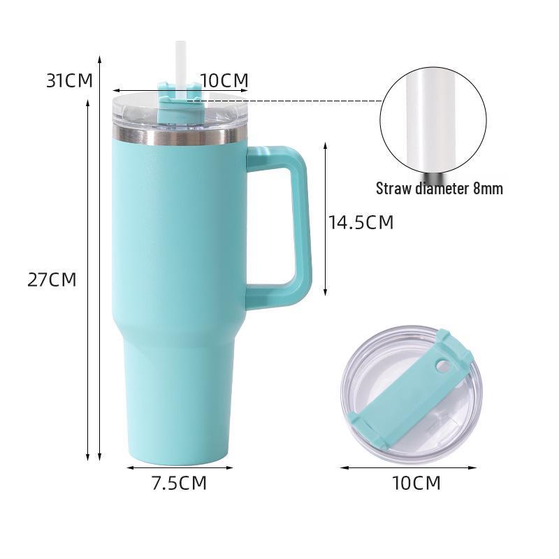 40oz Bärbar Rostfri Dubbelväggig Ismugg med Sugrör - Stor Kapacitet & Isolerad.