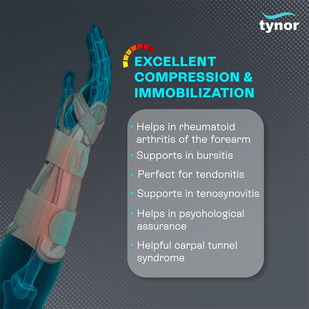 TYNOR Forearm Splint, for Wrist and Forearm Support | Pain Relief, Injury Recovery & Stability Brace for Men & Women | Ideal for Sprains & Strain
