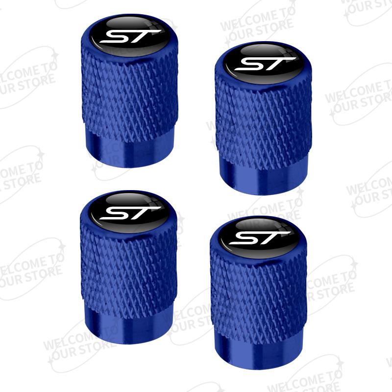 Aluminum For ST Logo Ford Focus Fiesta Mondeo Ecosport Puma Bronco C-MAX Hybrid 4pcs Car Decor Wheel Tire Valve Caps Stem Cover