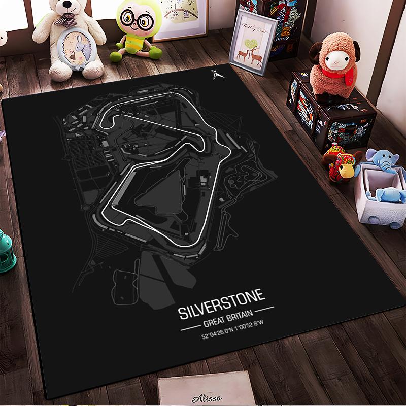 Silverstone Circuit Map Rug - Non-slip Rug Suitable for Living Room and Bedroom Sofas.