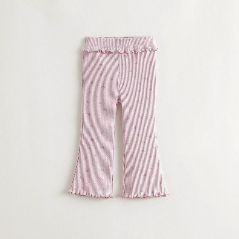 Mark Jenny Sweet Mesh Girls  Stretch Flared Pants Baby Pants 2026 Spring New Style 560085 Pink-Lace Stitching 80