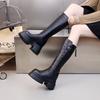 Fashion Versatile Thick-soled Inner Height-increasing Boots Women's 2026 Autumn and Winter New Thin But Knee-high Boots