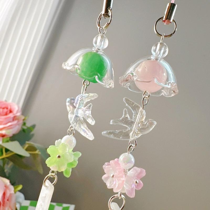 Handmade Beaded Bird Wind Chime Phone Chain Phone Embellishment Bag Decoration and Fashion Accessory for Bag and Phone