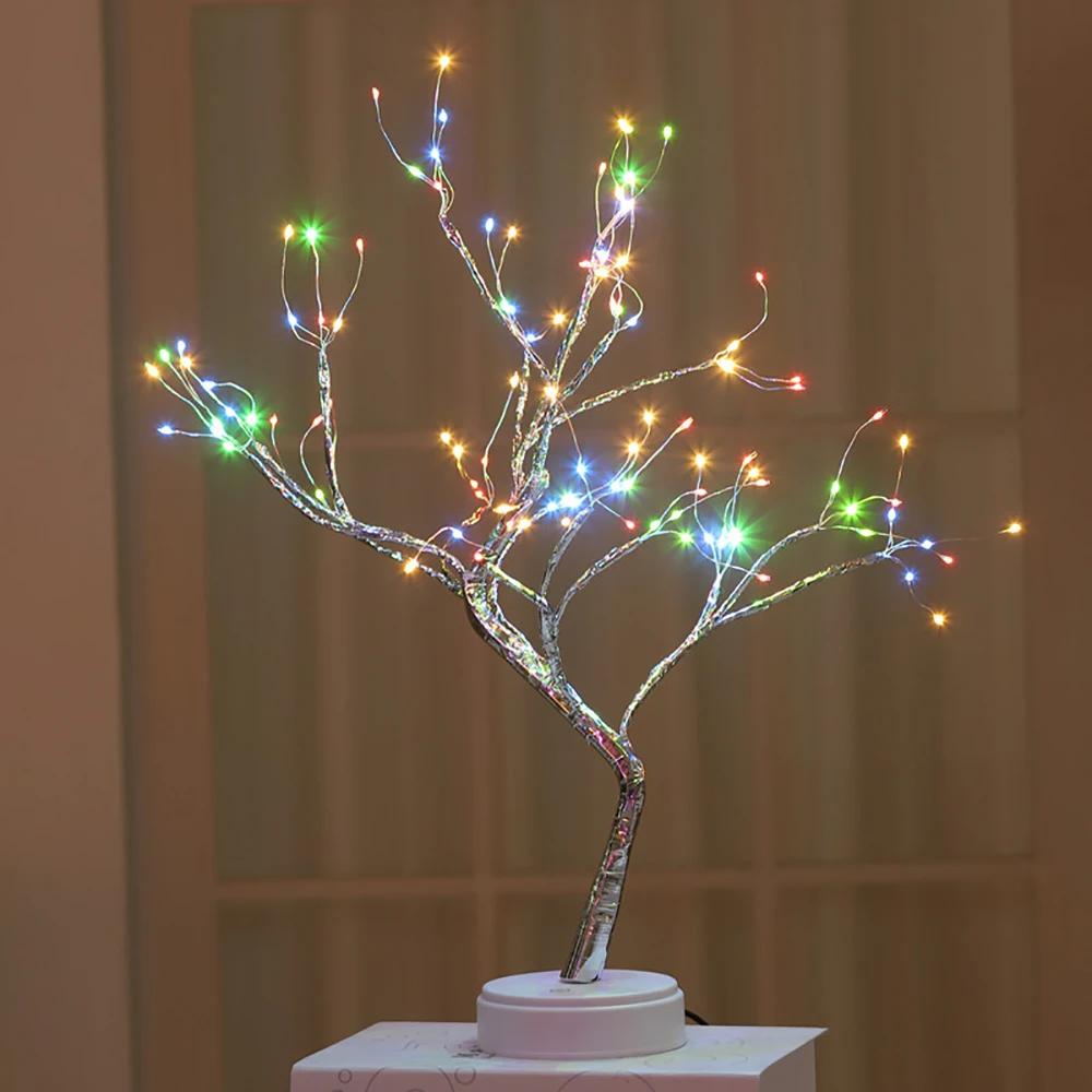 LED Flower Tree Table Lamp USB/Battery Powered Fairy Night Light Romantic Bonsai Decoration for Bedroom Wedding Christmas Gift
