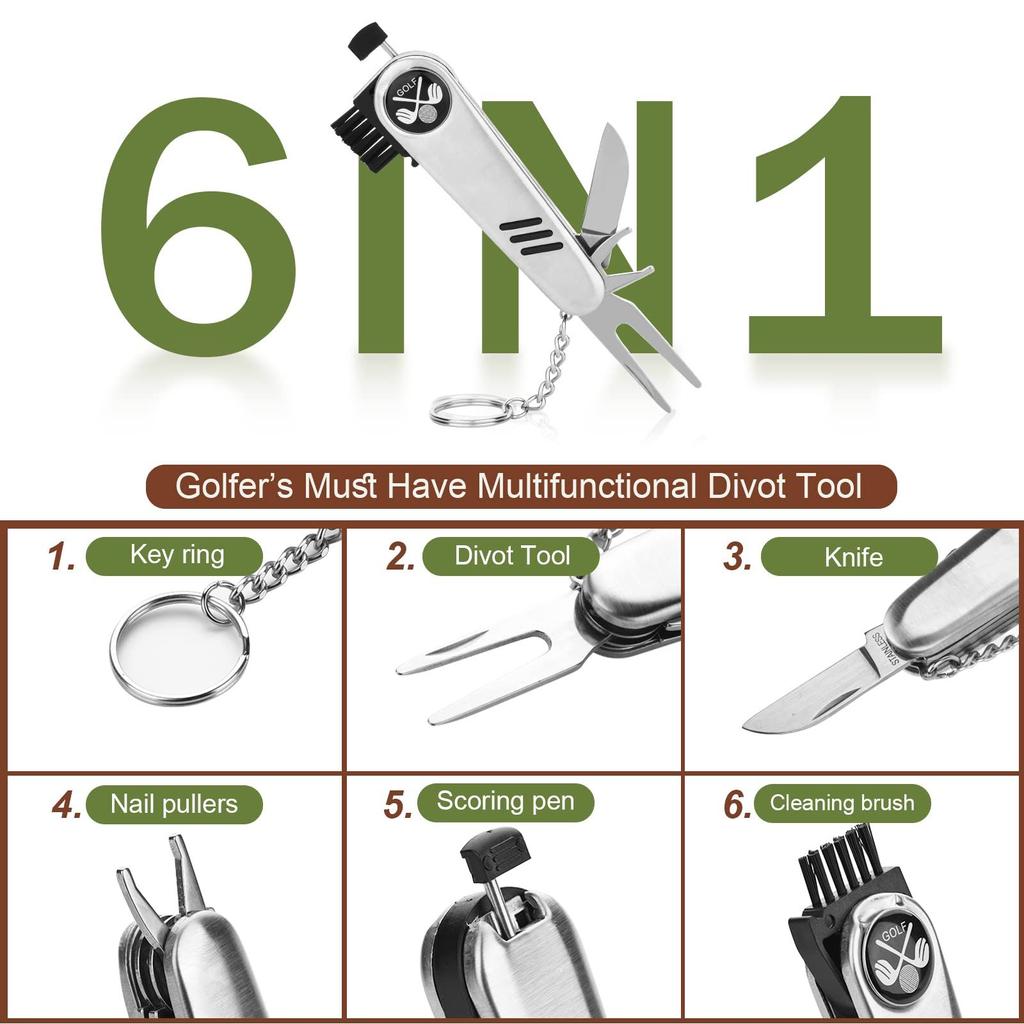 Golf Gifts for Men and Women,Golf Accessories Set with Hi-End Case,Golf Balls Multifunctional Divot Knife,Scorer