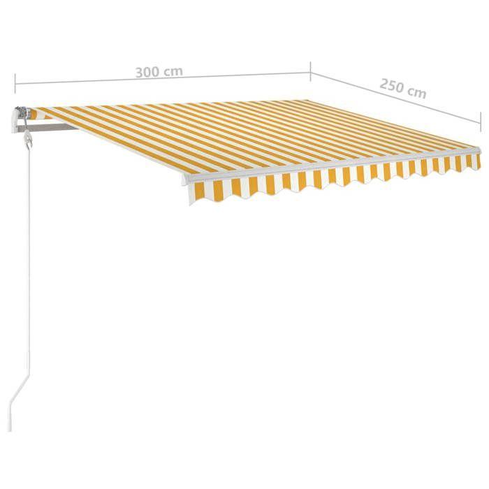 VidaXL Automatic Retractable Awning and Posts 3x2.5m Yellow and White 3069908