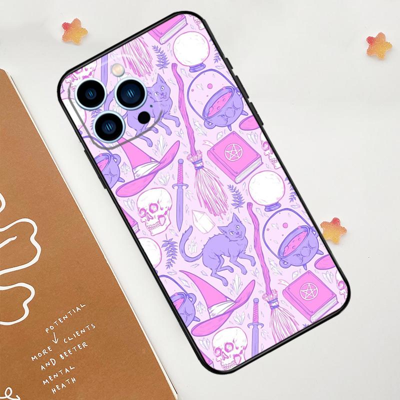 Witch Black Cat Phone Case For iPhone 17 Pro Max 14 13 12 11 15 16 Pro Max Mini 16 Plus 16e 17 Air Funda