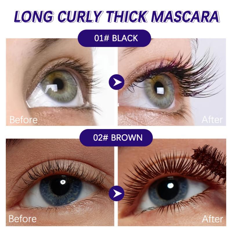Two-Color Curling Volumizing Mascara, Natural Lengthening, Long-Lasting, Black & Brown. Anti-Fade, Anti-Clumping, Quick-Drying, Easy To Apply