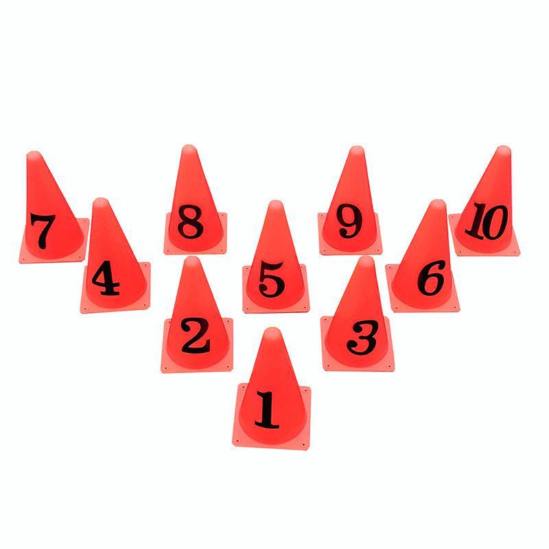 Numbered Training Cones 1-10 for Basketball and Football, 23CM Track & Field Lane Markers
